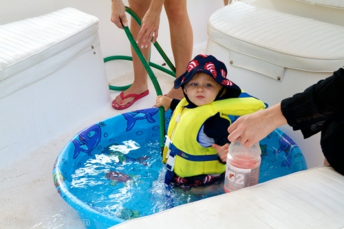 Liam in his pool